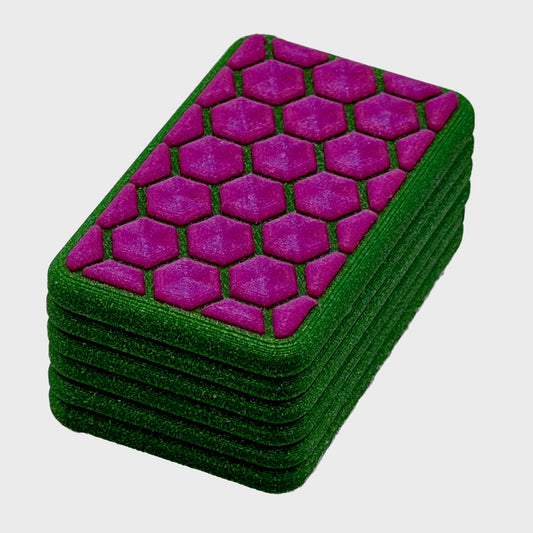 M01MC Galaxy Green/Shimmer Pink Large Hex - Modular Dual Material Fidget Slider
