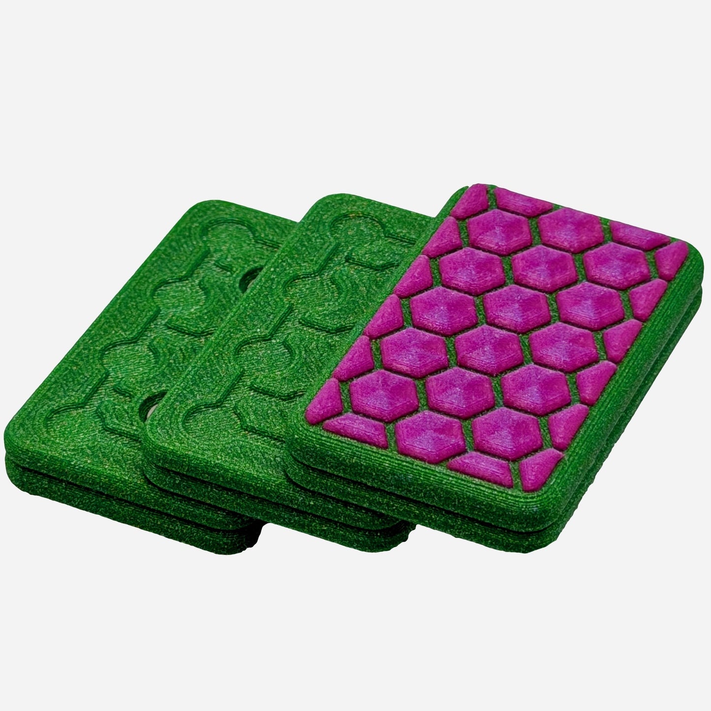 M01MC Galaxy Green/Shimmer Pink Large Hex - Modular Dual Material Fidget Slider