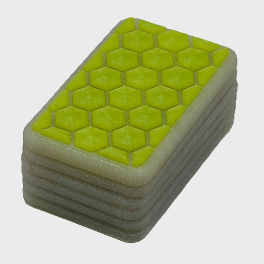 M01MC Diamond/Shimmer Green Large Hex - Modular Dual Material Fidget Slider
