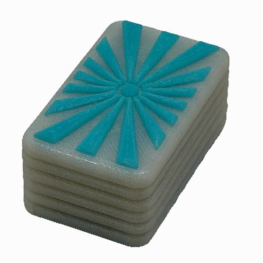 M01MC Diamond/Neon Cyan Starburst - Modular Dual Material Fidget Slider