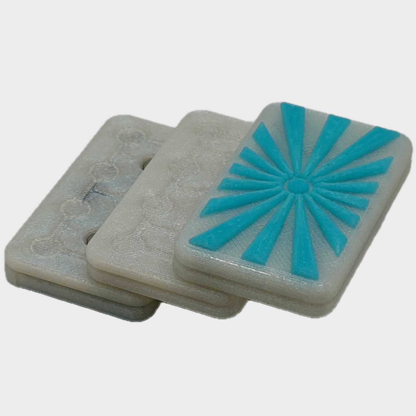 M01MC Diamond/Neon Cyan Starburst - Modular Dual Material Fidget Slider