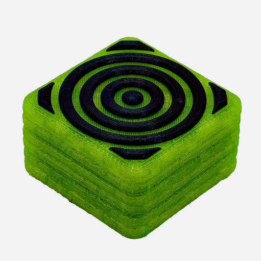 M02MC Translucent Neon Green/Shimmer Dark Blue Target - Square Modular Dual Material Fidget Slider