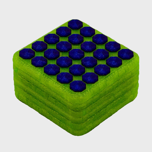 M02MC Translucent Neon Green/Shimmer Purple Octagon - Square Modular Dual Material Fidget Slider