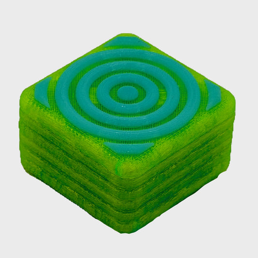 M02MC Translucent Neon Green/Neon Cyan Target - Square Modular Dual Material Fidget Slider