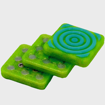 M02MC Translucent Neon Green/Neon Cyan Target - Square Modular Dual Material Fidget Slider