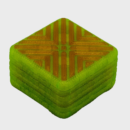 M02MC Translucent Neon Green/Translucent Orange Points - Square Modular Dual Material Fidget Slider