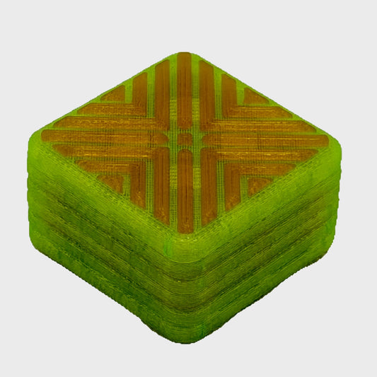M02MC Translucent Neon Green/Translucent Orange Points - Square Modular Dual Material Fidget Slider